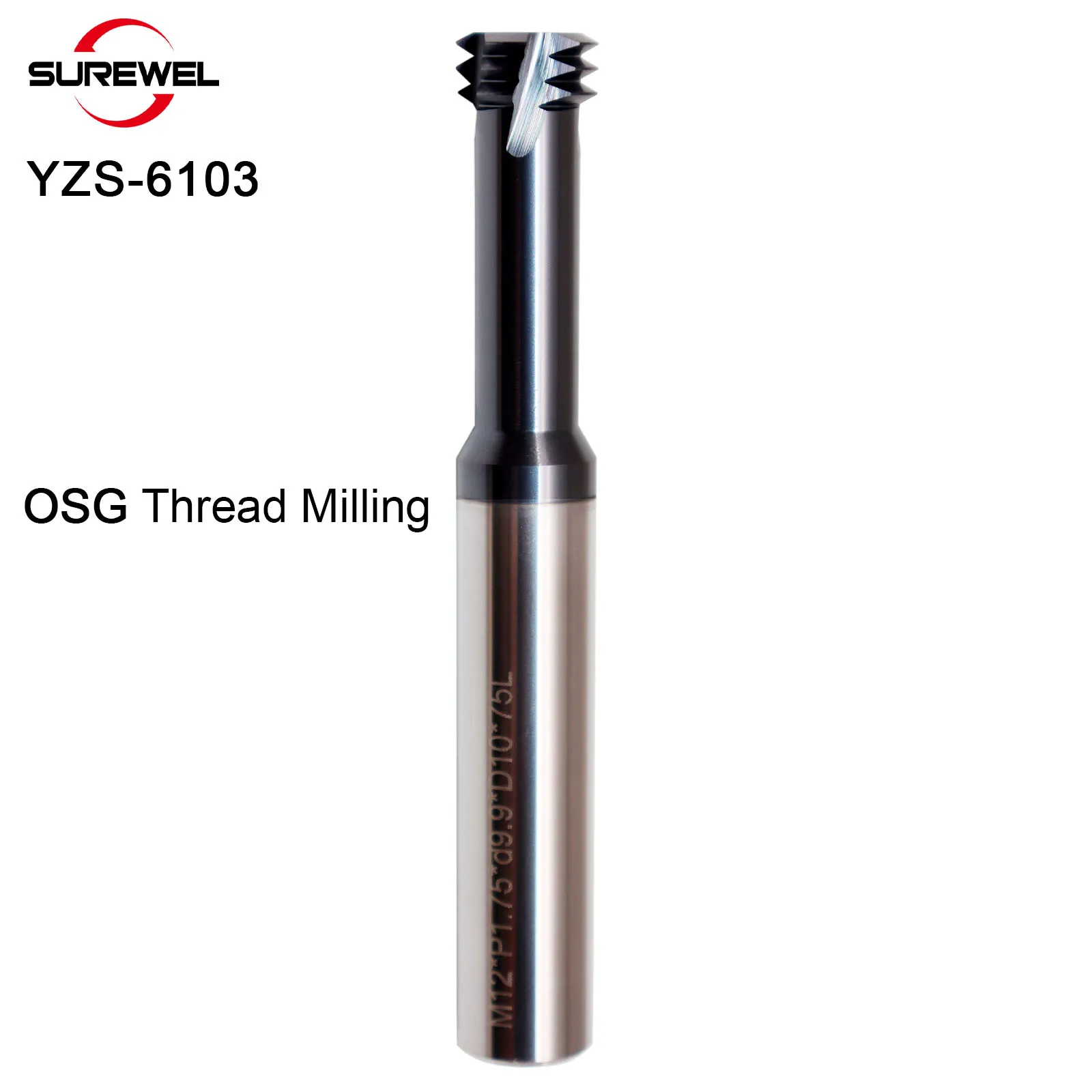 SUREWEL OSG-Beschichtung tungsten carbide HRC70 Wolfram Universal Gewindefräser 3 Zähne Schaftfräser M3 M4 M5 M6 M8 M10 CNC-Maschine