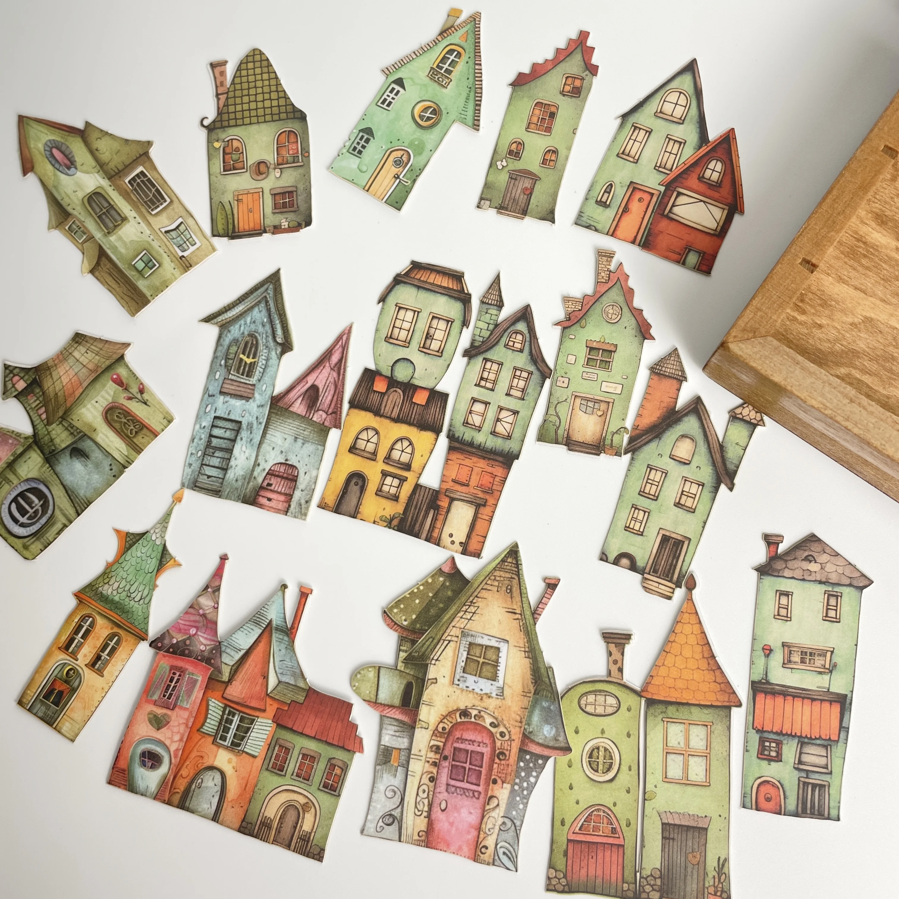 15 Stück Vintage Ins Strange Bunte Haus Aufkleber Dekorative Handgemachte Scrapbooking Material Tagebuch Album Handwerk Karte DIY Label – Detail 10