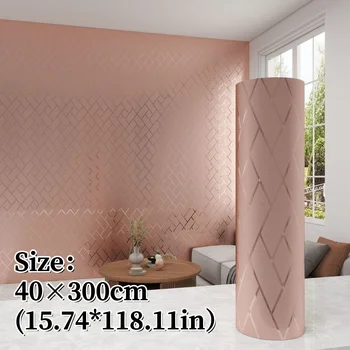 แผ่นผนังพีวีซีแบบลอกและติดสำหรับการปรับปรุงห้องนอน/ห้องนั่งเล่น กันน้ำ โฟมเมทัลลิก วอลเปเปอร์แบบมีกาวในตัว ตกแต่งบ้าน 11