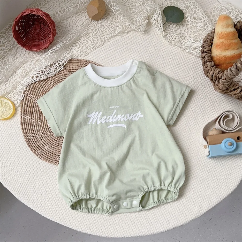 Baby Clothing Summer 0-2 Year Old Korean Style Thin Onesie Short-sleeved New Fashionable Kids Casual Comfortable Baby Romper
