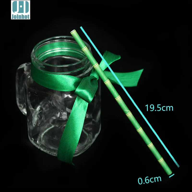200 pieces Green bamboo paper straw for Drinking