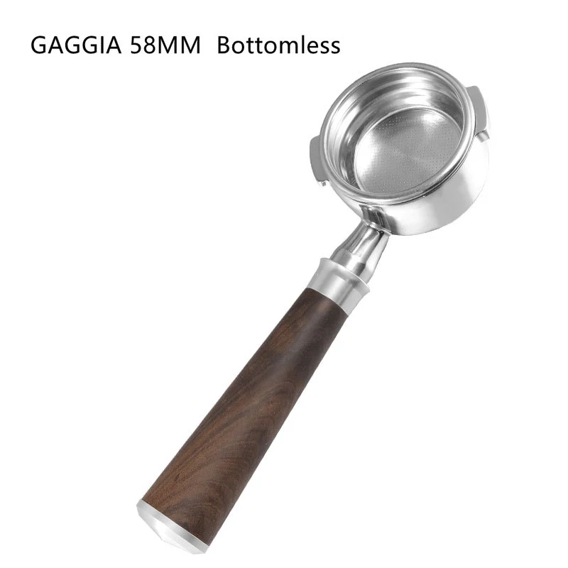 

GAGGIA Bottomless Naked Portafilter Coffee Espresso Stainless Steel Coffee Handle 58MM Wooden Coffee Machine Filter Portafilter