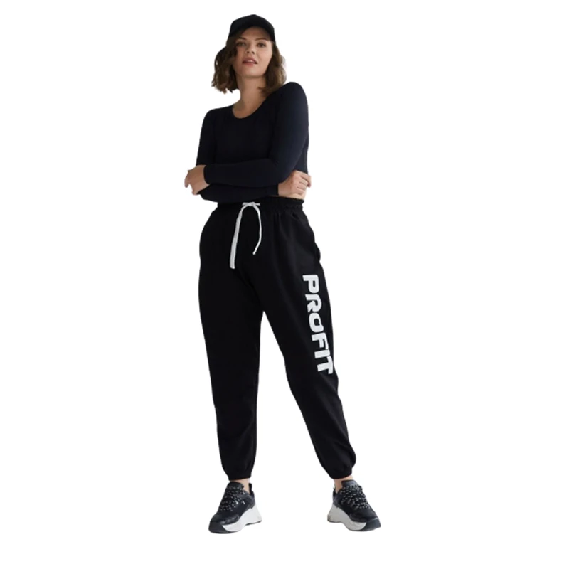 Modigirl Fashion Women\'s Letter Print Printed Loose Casual Pants Elastic Waist Bottoms Sportswear with Pockets