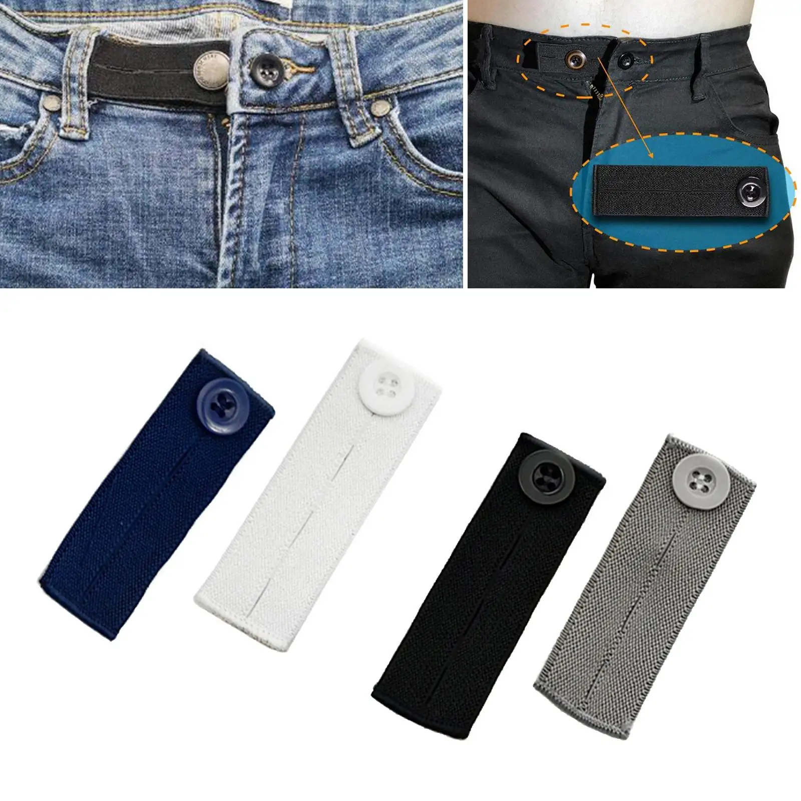 Flexible Button Extender for Pants Waist Extenders for Pants for Men and  Women (10-Piece Multiple Colors) Blue Denim Jeans Button Extender, Black 