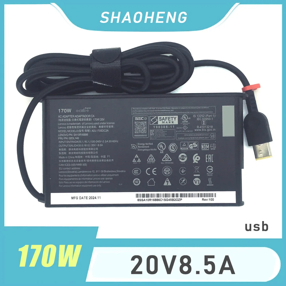 레노버 씽크패드 P1 P16 요가 프로 9i 아이디어패드 프로 5 노트북용  20V 8.5A 170W AC 어댑터 충전기