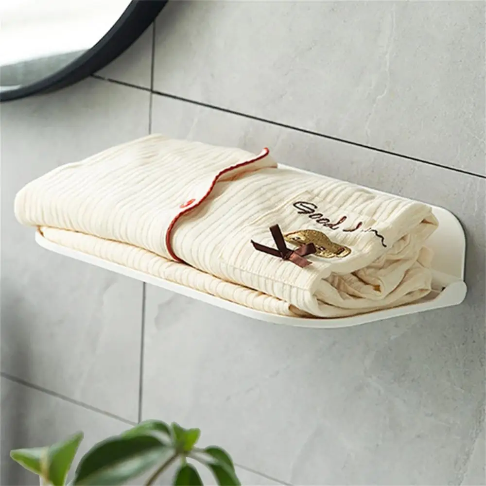 

Foldable Bathroom Shelves Wall-mounted Plastic Floating Shelf for Towel Clothes Storage Household Toilet Extra Storage Board