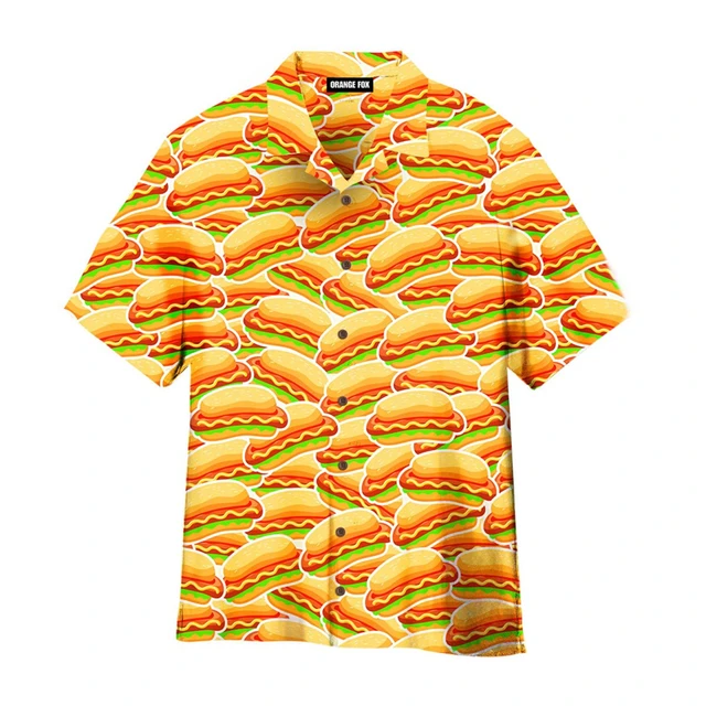 Hawaiian Shirt For Men - Food Lover Aloha Print Short Sleeve Button Down, Comfortable & Wrinkle-Resistant