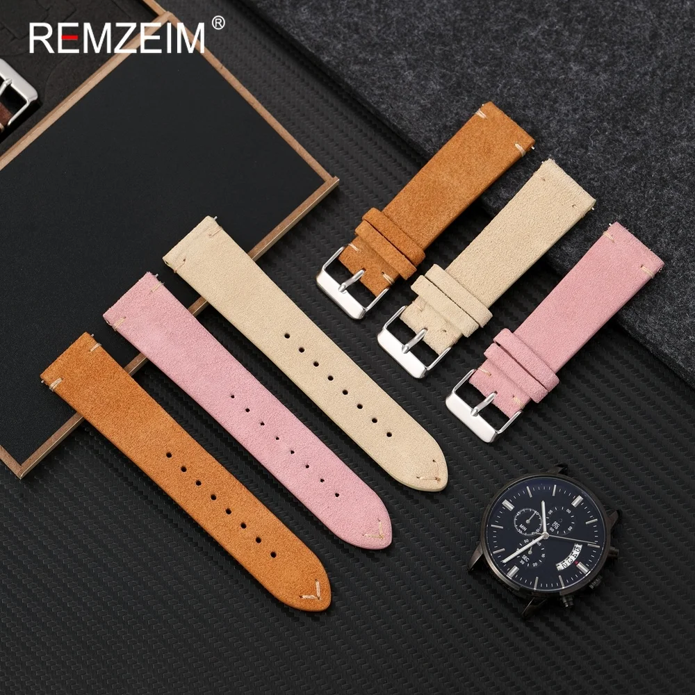 Unisex Suede Leather Watch Strap with Quick Release and Gift Box – Elegant Wristband Accessory