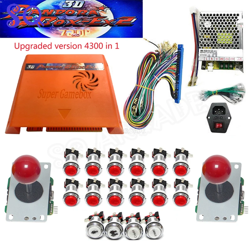 4300 in 1 Pandora Game Box EX2 DIY Kit Copy Sanwa Joystick Chrome Push Button for Arcade Game Console Cabinet Bartop 10pc led arcade joystick switch push button chrome plated illuminated microswitch 5v 12v 32mm game console button game part