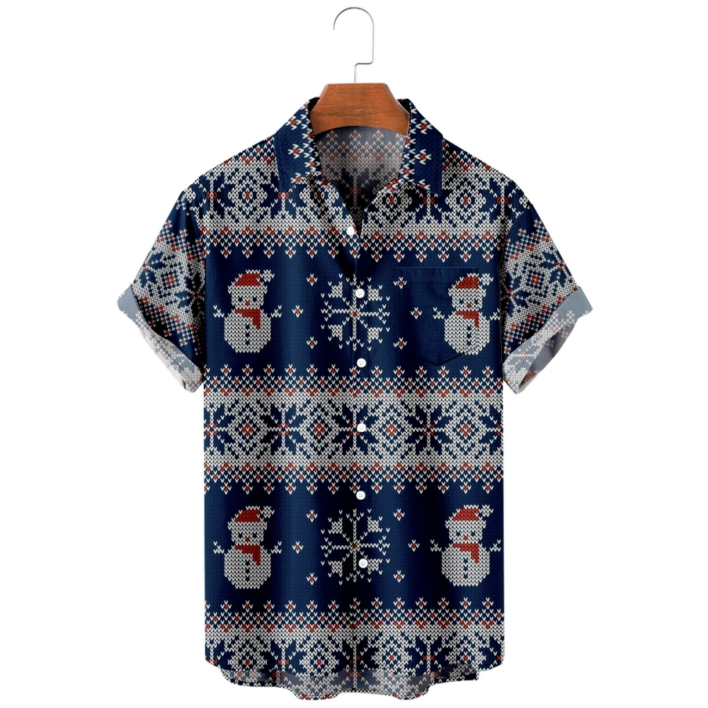 

2022 New snowman Men's Hawaiian Shirt Beach 5xl Short Sleeve Fashion Top T-Shirt Men's Top