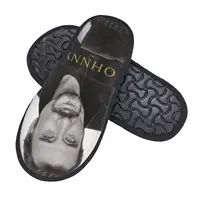 Custom Print French Rock Johnny Hallyday Guest Slippers for Bathroom Women France Singer House Slipper 2
