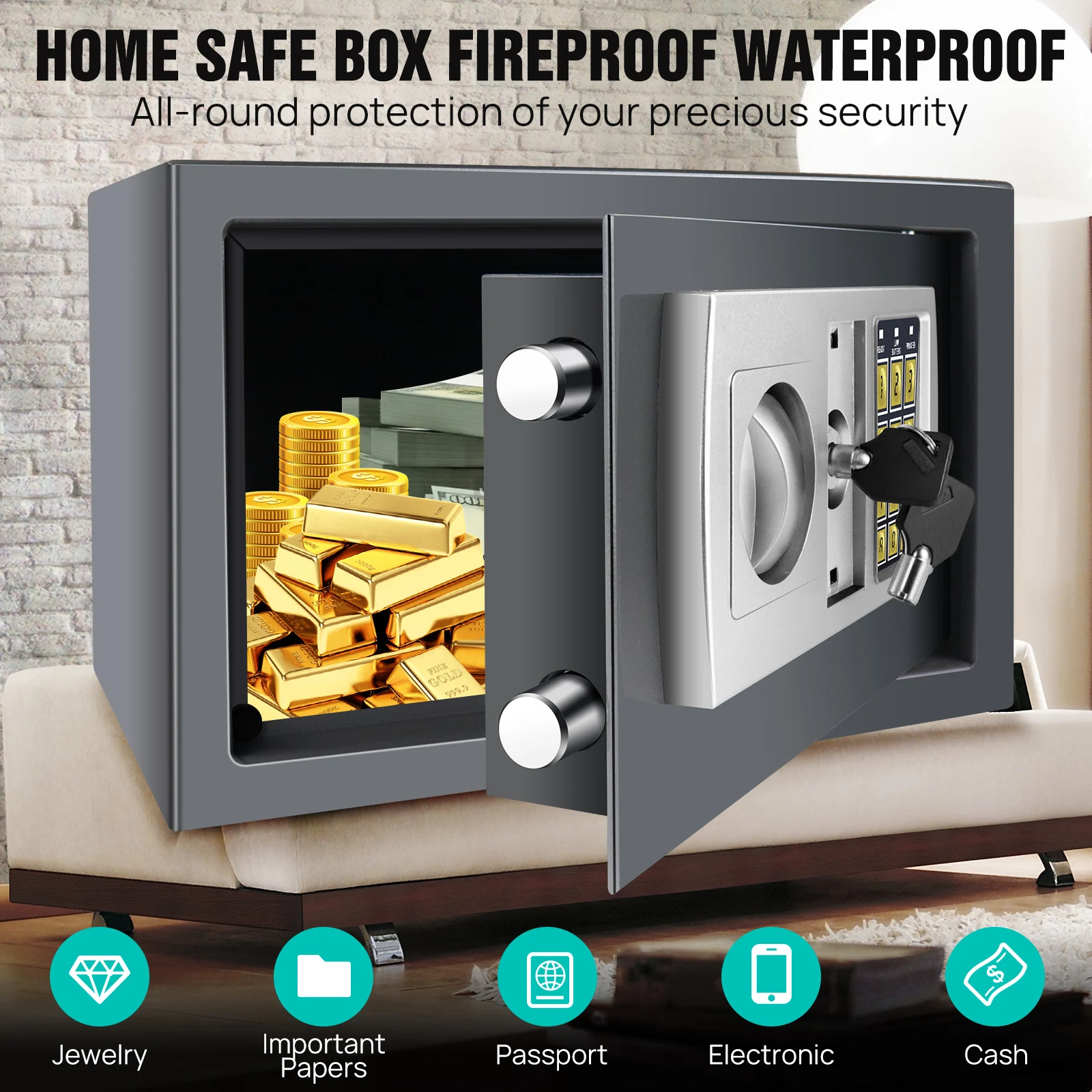 Safe Box High Security Steel Lock Safes and Boxes, Money Box, Safety ...