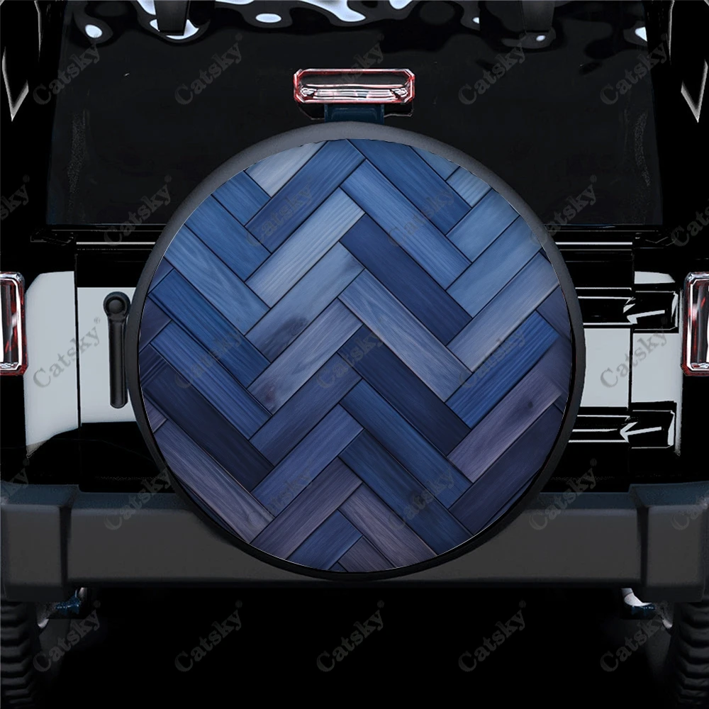 

Chevron Tile Pattern Polyester Universal Spare Wheel Tire Cover Custom Tire-Covers for Trailer RV SUV Truck Camper