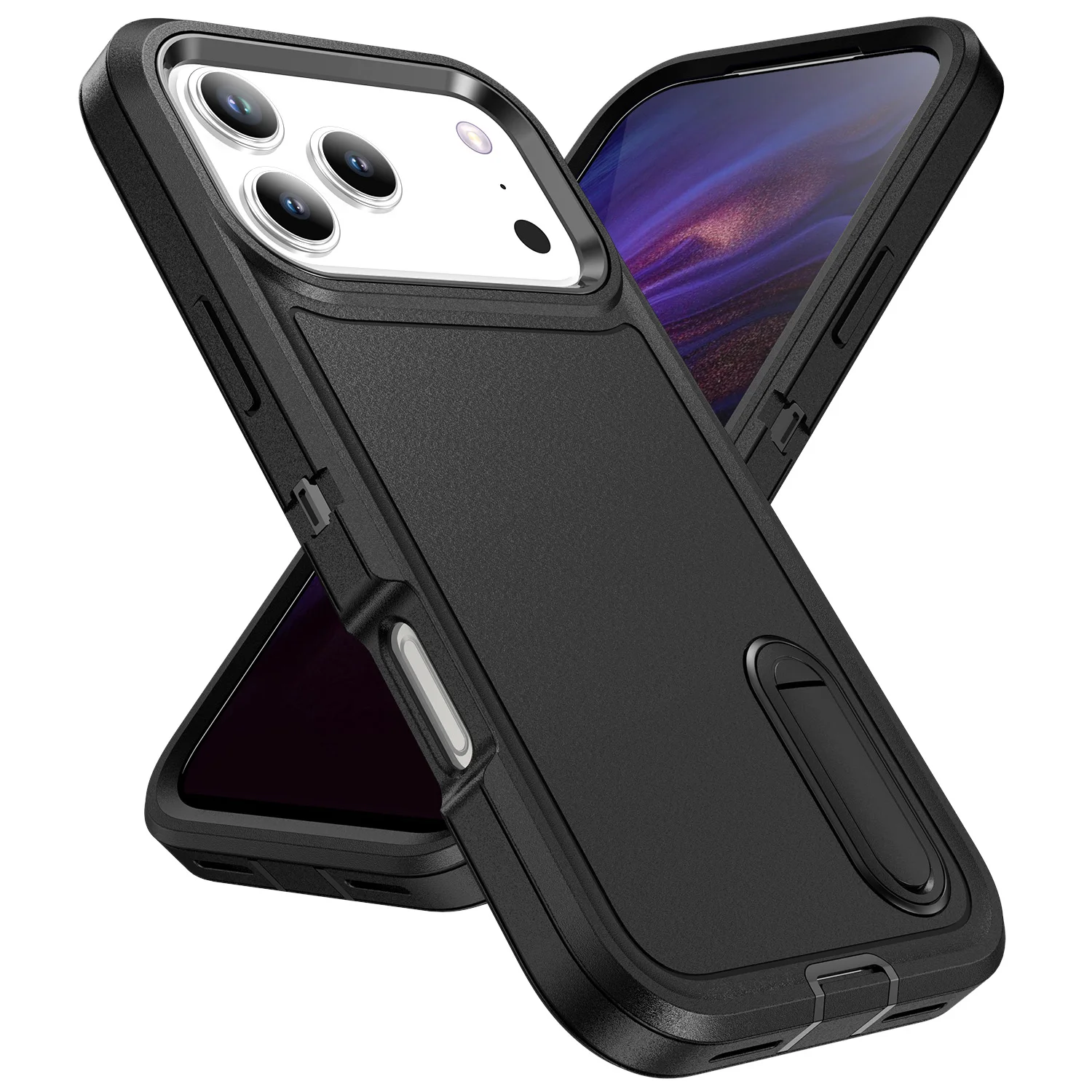 Ultimate 3-in-1 Hybrid Military-Grade Anti-Shock Phone Case with Hard Holder