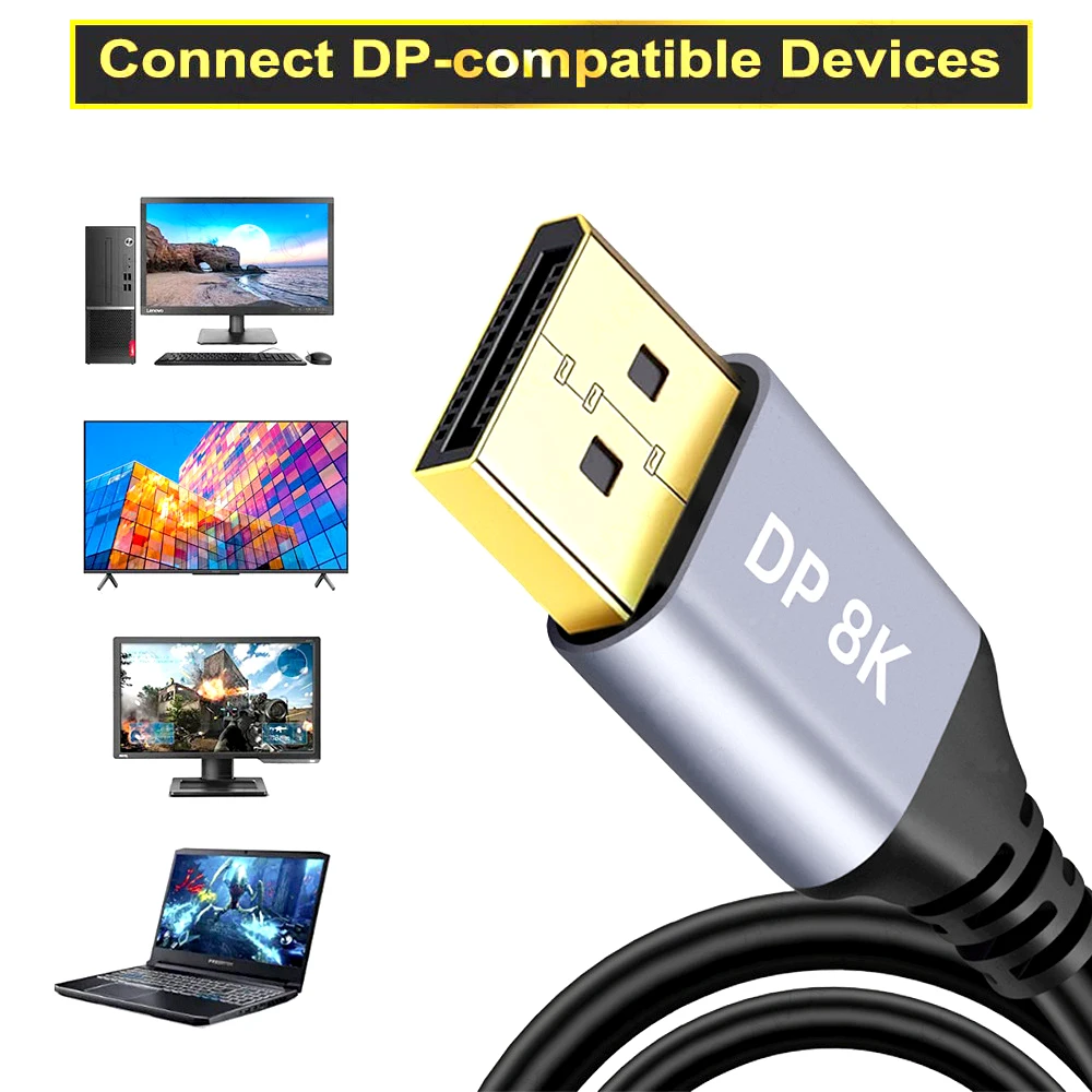 Adoreen Cavo DisplayPort 1.4 8K 3,5m – Collegamento Veloce Per Monitor Gaming (8K@60Hz, 4K@144Hz, 32.4Gbps)
