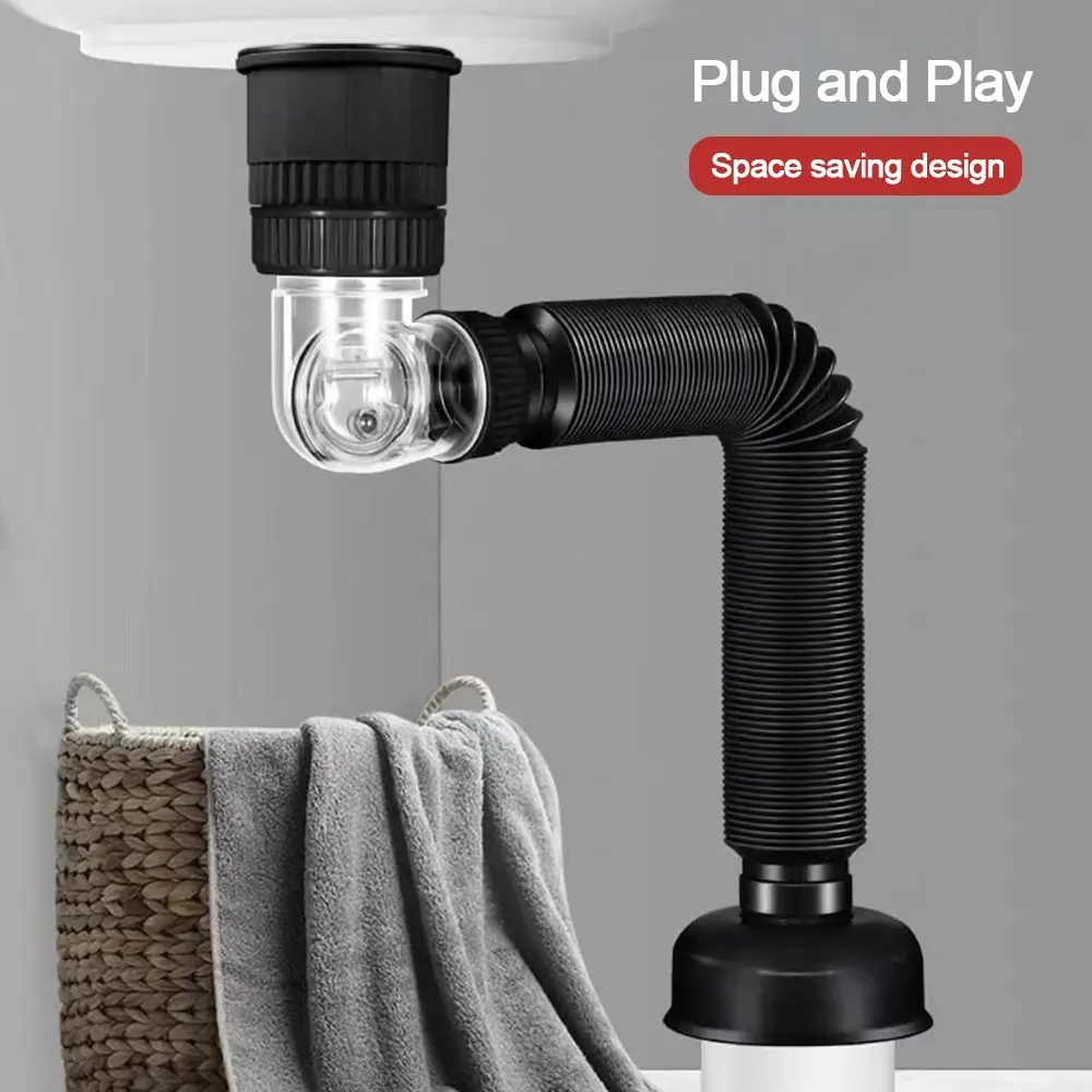 S Type Flexible Sink Drain Pipe Set Anti-Odor Sink Sewer Pipeline Drain Hose Extension Tube Anti-blocking Washbasin Accessories