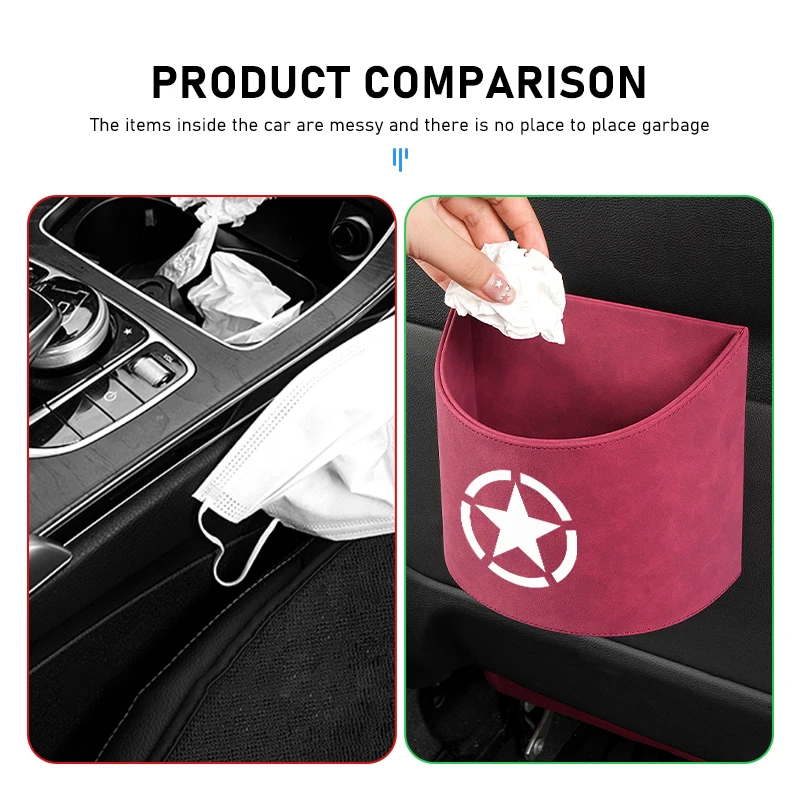 Lamb Suede Car Trash Can Auto Storage Box Rubbish Holder Bin For Jeep Renegade Compass Cherokee Wrangler Patriot Liberty