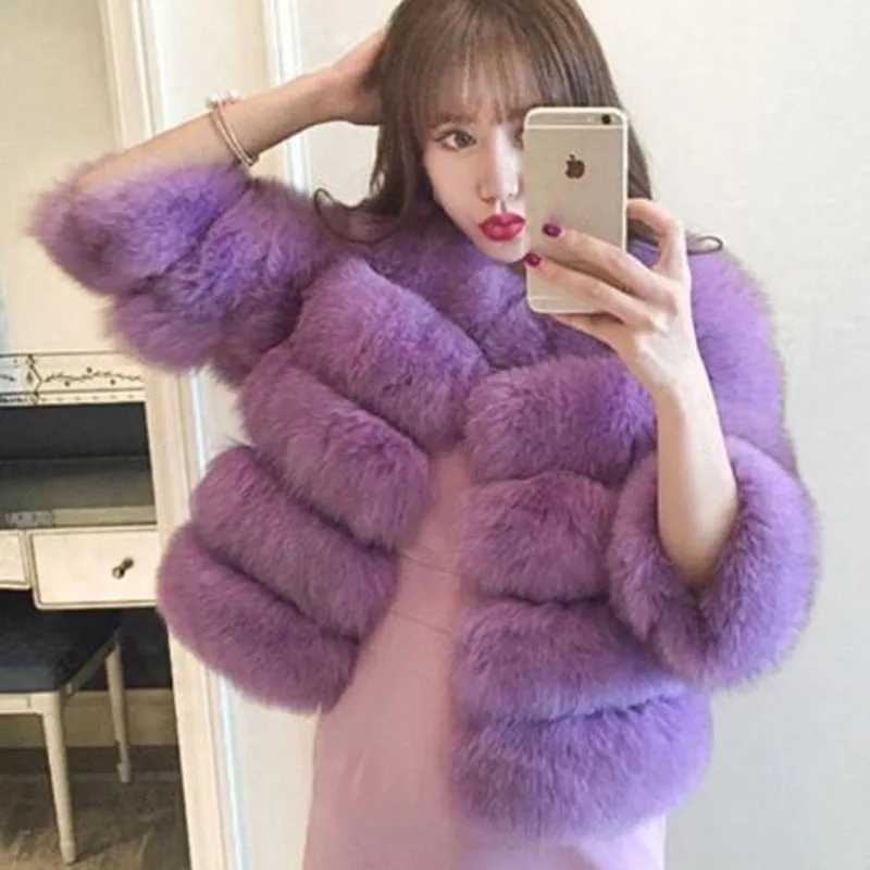 Overcoat Fur & Faux Fur Women Fur Coat 2024 New Winter Fashion Faux Fox Fur Faux Fur Coat Women Long Sleeve Women Fur Coat Y167