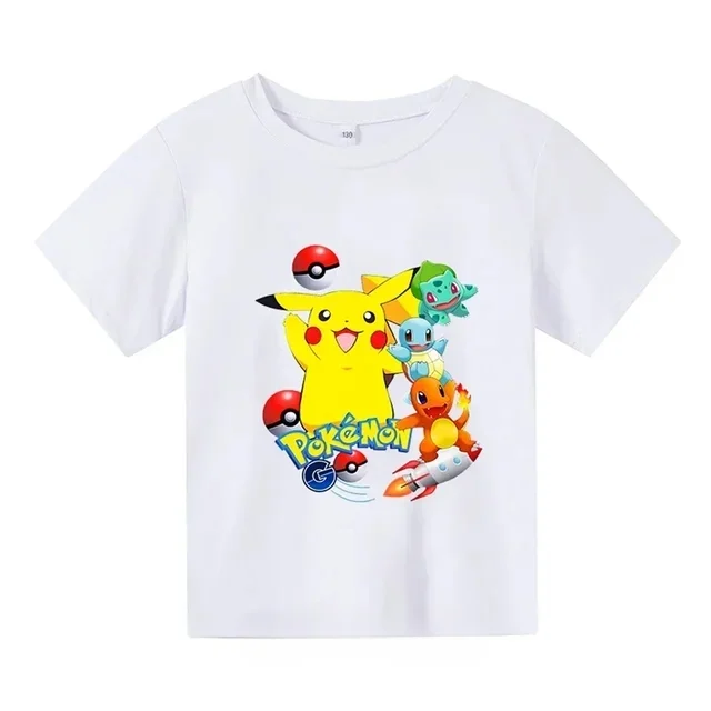 thumbnail image 1 of Camiseta de verano popular de Pikachu para niños, ropa para niños y niñas, camiseta de manga corta informal y cómoda con cuello redondo y dibujos animados para bebés, 1 of 5