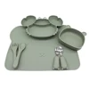 Baby Dinner Plate Compartment Plate Suction Cup with Bear Placemat Bear Bowl Children's Supplementary Tableware 5