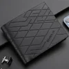 New Simple Stripe Embossing Leather Wallet Three-fold Leather Multiple Card Slots Card Holder Coin Wallet 1