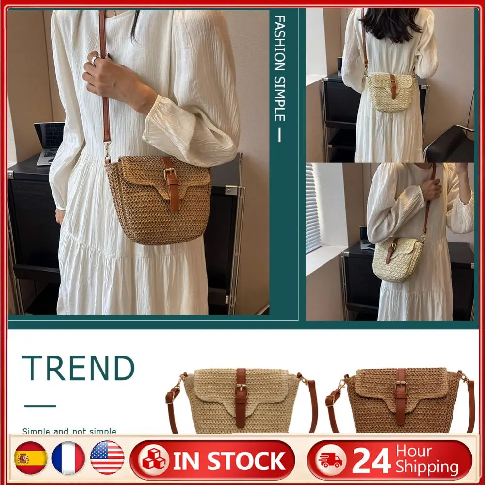 Summer Straw Woven Crossbody Bag for Women