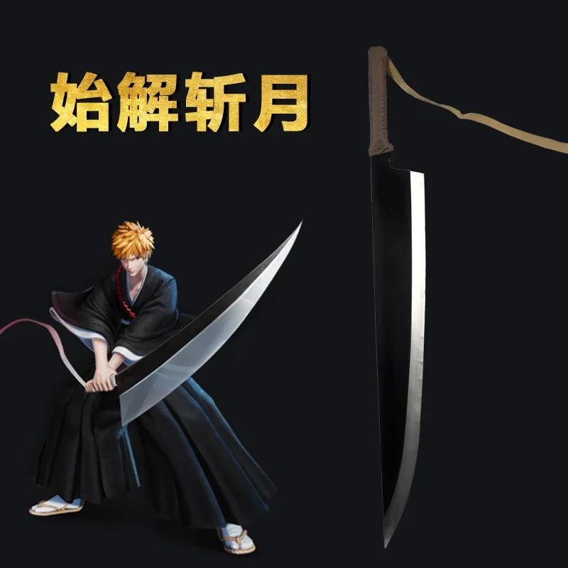 

1:1 Anime Sword Zanpakutou Kurosaki Sword Black Knife Props Ninja Katana Knife Samurai Sword Weapon Safety PU 106cm