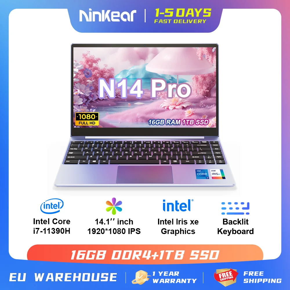 Laptop Ninkear N14 Pro 14 Pollici Ips Full Hd Intel Core I7-1165G7 16Gb Ram + 1Tb Ssd Computer Portatile Windows 11 Notebook Ultraligh