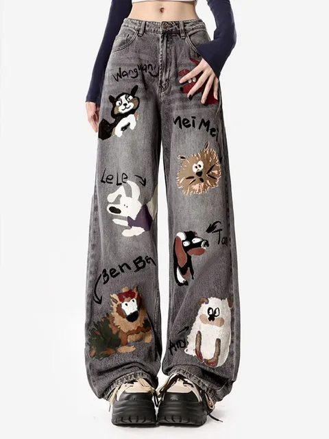 パンツ heavy. glow denim print Our Goth Plus Size Vintage Distressed Light Color Patchwork