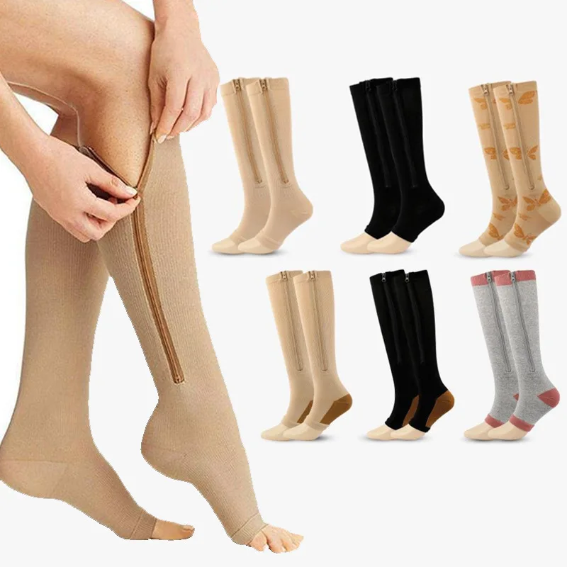 

Copper Compression Sock Compression Stockings Zipper Compression Sock with Zip Chaussette De Compression Medias De Compresion