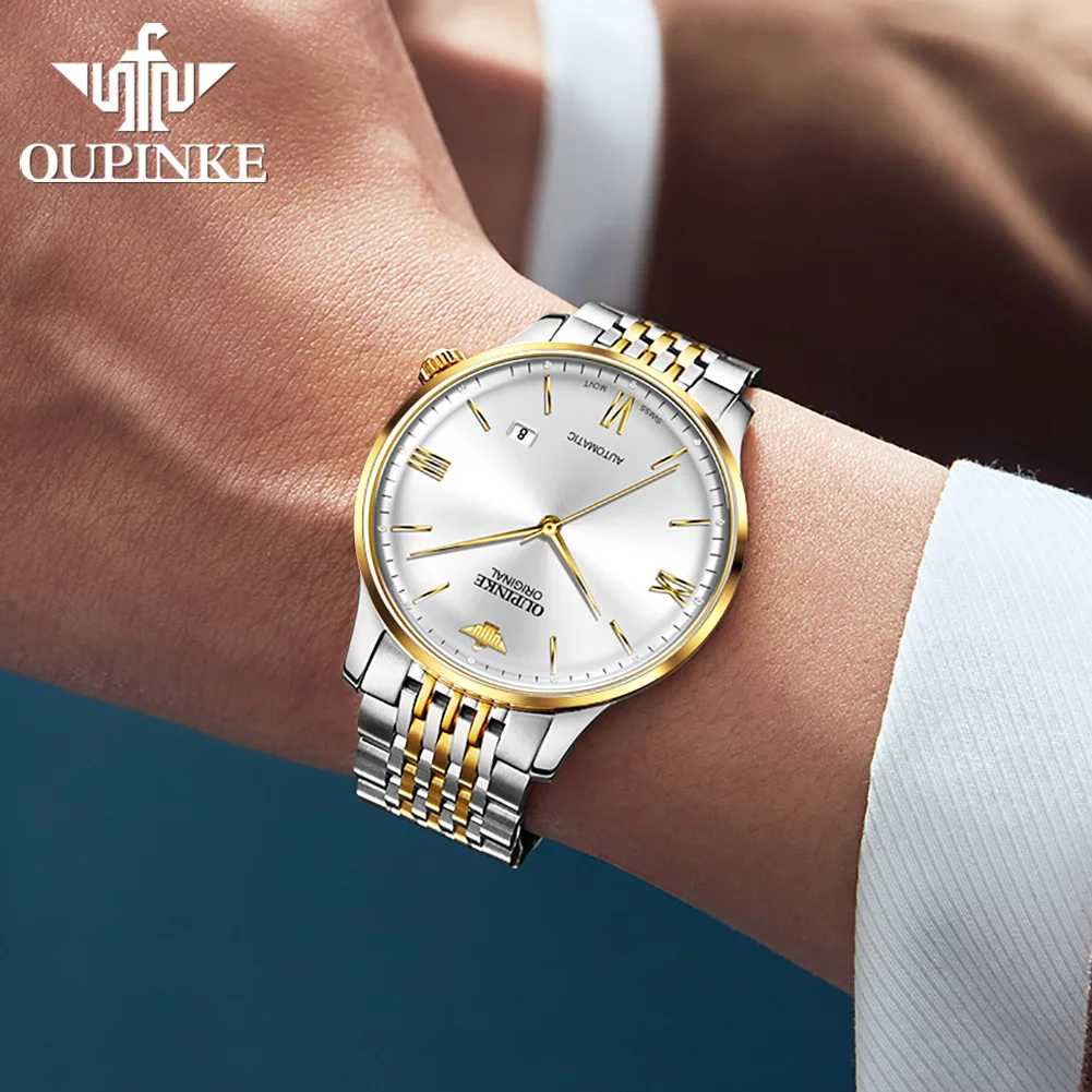 OUPINKE 3269 Ultra Thin 7.3mm Men's Watches Luxury Swiss Mechanical Movement Automatic Watch For Man Auto Date Waterproof Watch