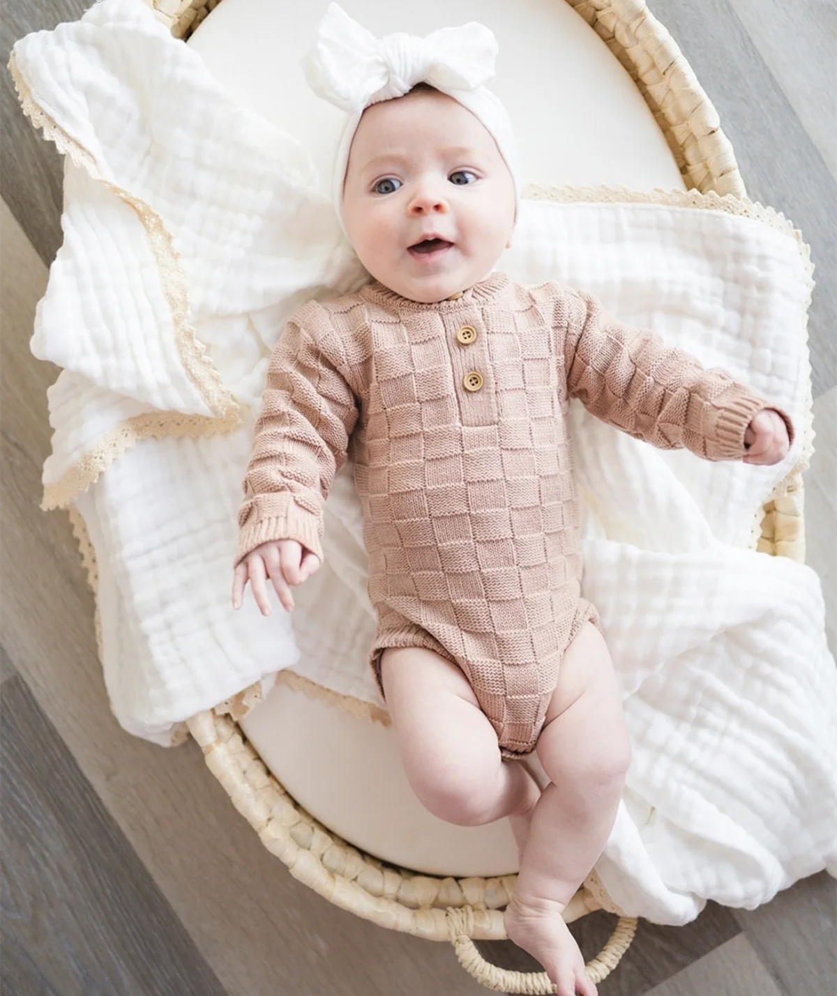 용 코튼 레이스 담요, 매우 부드러운 코튼 배넷저고리 랩, 용 받침 담요, 두꺼..