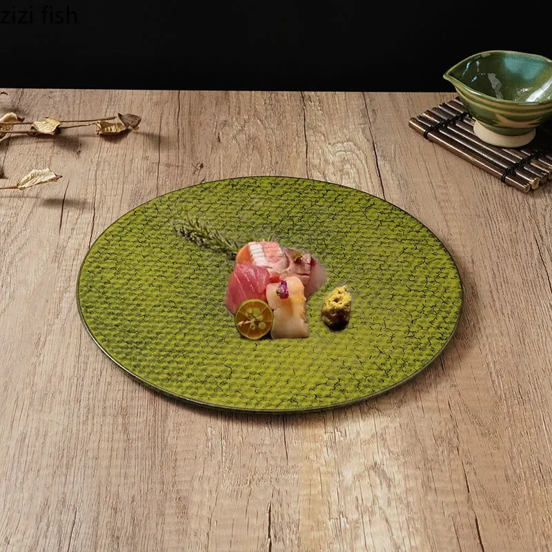 

Green Ceramic Dinner Plate Sushi Plate Western Steak Plates Sashimi Disc Dessert Plates Dim Sum Dish Fruit Bowl Salad Bowl Tray