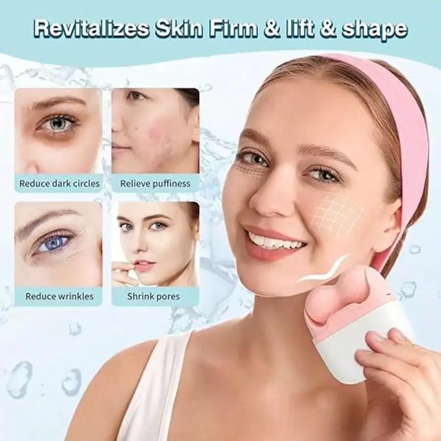 Dual-Head Ice Roller for Facial Rejuvenation and Portable Skin Lifting Therapy