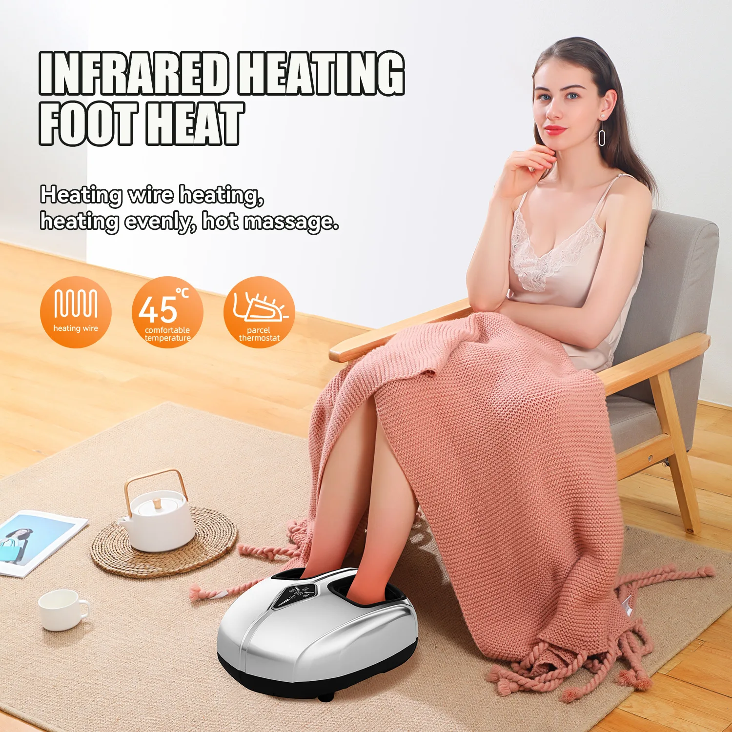 Electric Foot Massager with Heat and Air Compression for Relief