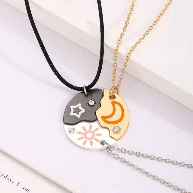 Collier avec pendentif soleil, lune et étoile, pour femmes, meilleurs amis pour toujours, collier d'amitié Simple et à la mode, 3 pièces/ensemble 1