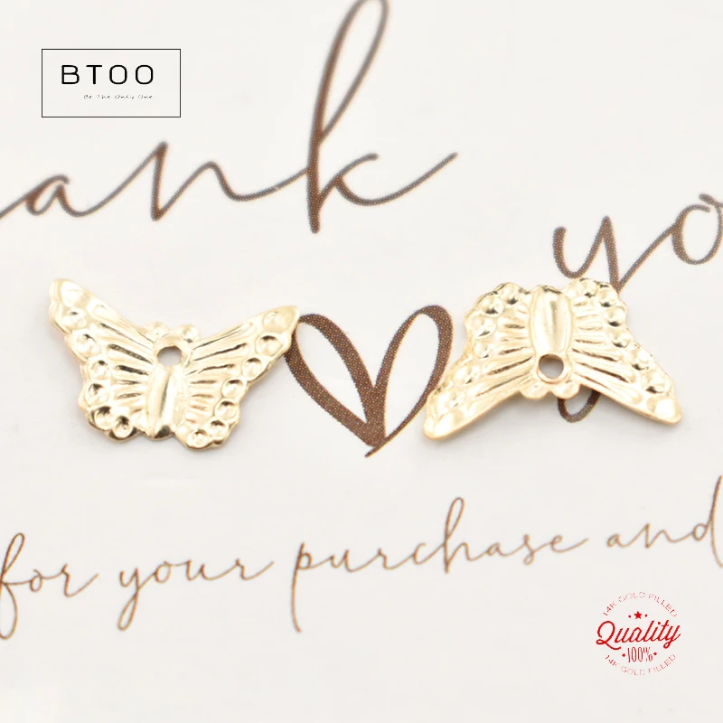 Real 14K Gold Filled Pendant Butterfly Charm Jewelry for DIY Bracelet Necklace Making Jewelry Findings Jewelry Accessories