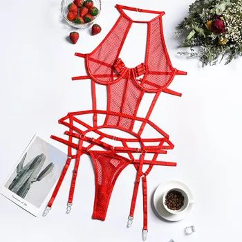 Sexy Bodysuit Lace Lingerie Black Transparent Women's Underwear Bondage Hollow Out Erotic Catsuit Lingerie Porno Costumes 5