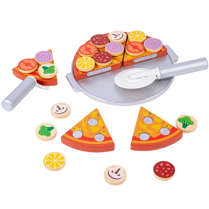 Children's Wooden simulation pizza cut home role play toy