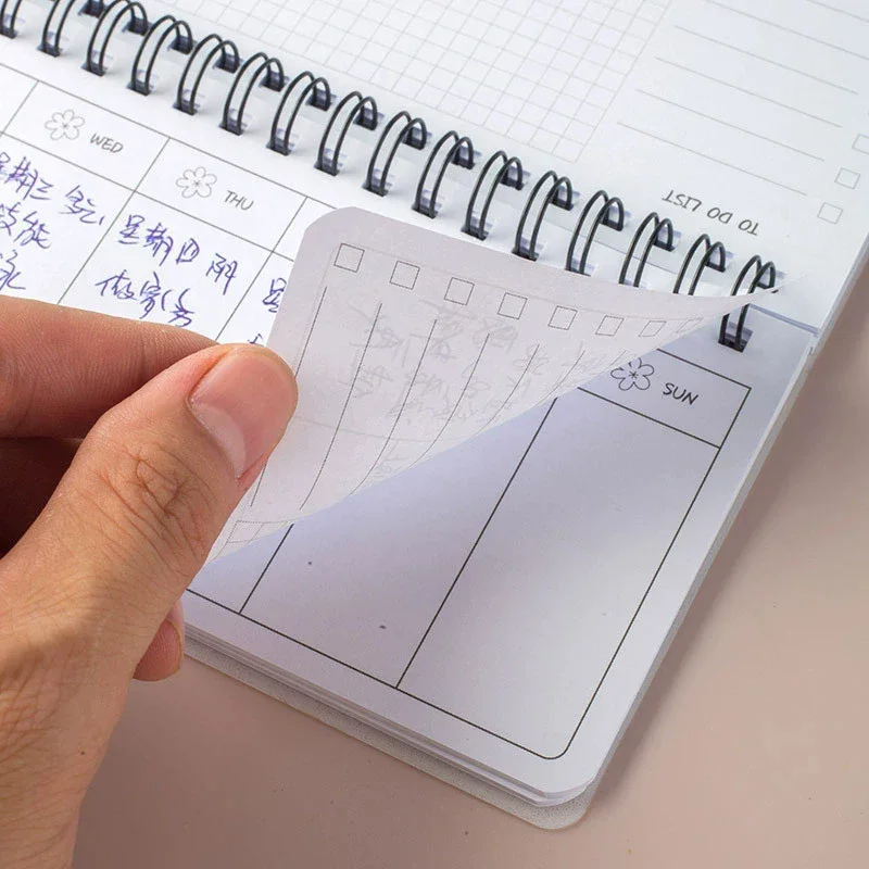 50 Sheets Portable Weekly Planner Notepad Spiral Flip Notebook with To-Do List Grid Notes Mini Desk Organizer for School Office