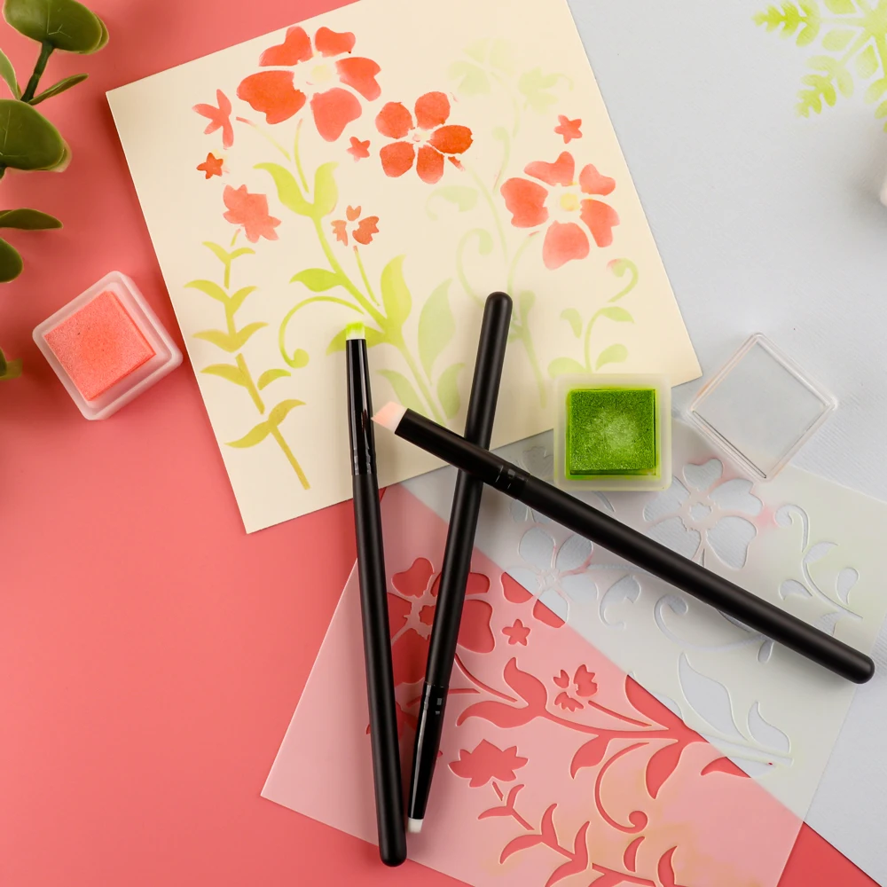 Detailed Blending Brushes Mini Flat/Angled Tip Painting Drawing Card Making Crafts Arts Blender Tools 3pcs/set