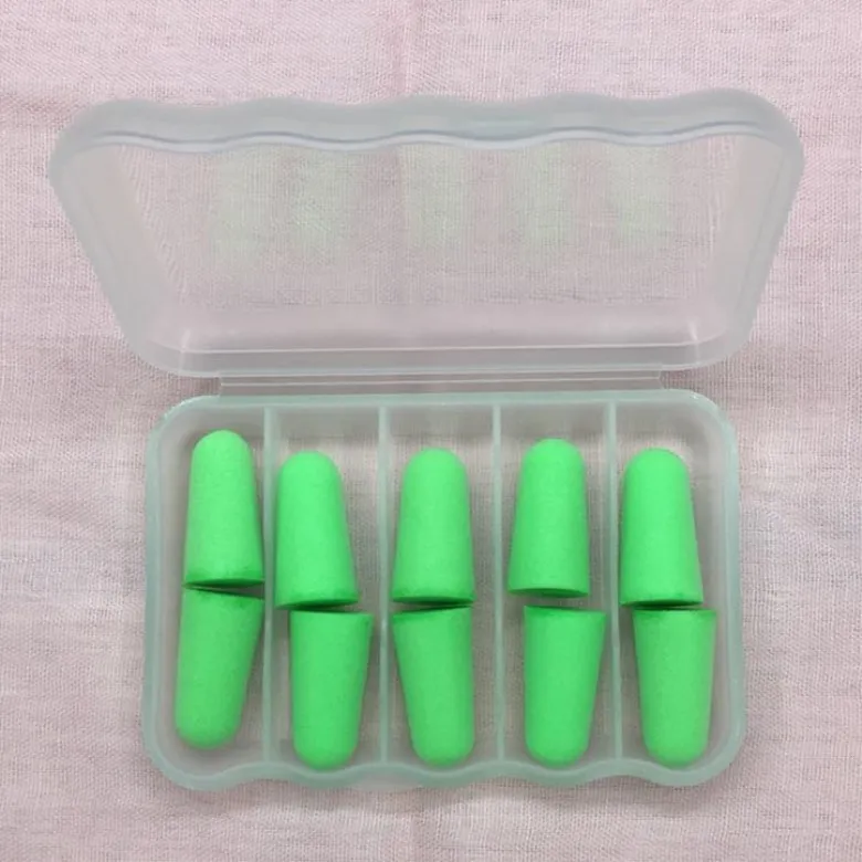 수면 소음 감소 방음 스폰지 귀마개, 재사용 가능한 폼 귀마개, 상자 포함, 5 쌍/세트