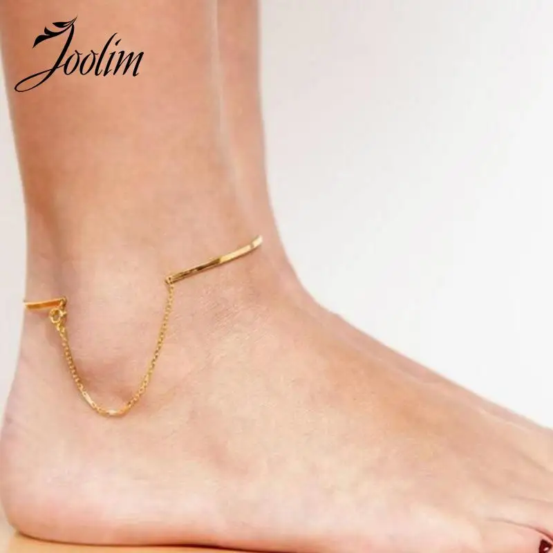 

Joolim Jewelry High End PVD Wholesale Waterproof&No Fade Fashion C-shaped Stainless Steel Anklet for Women