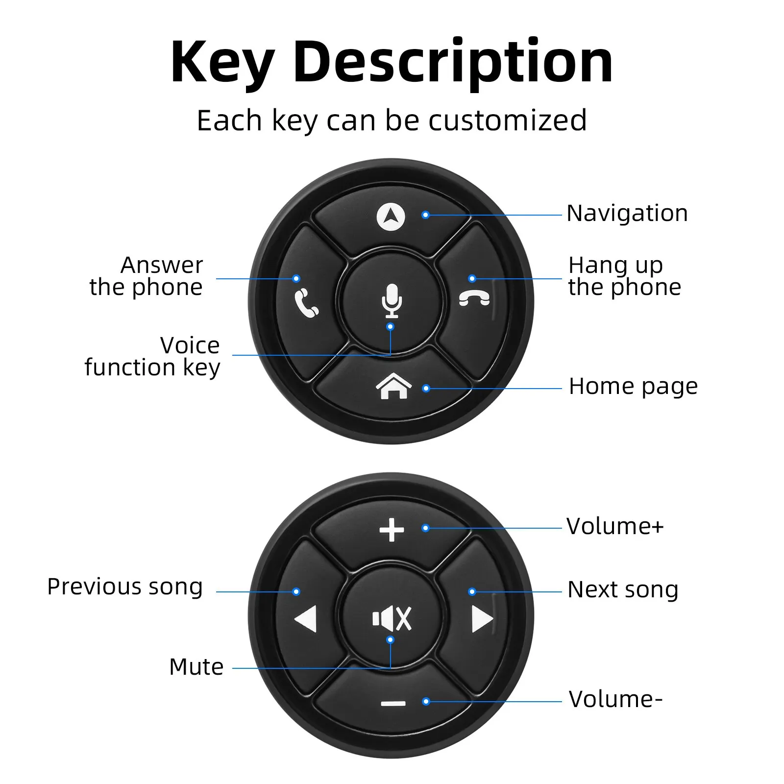 Steering Wheel Remote Control Wireless Control Button 10 Key for Car Radio DVD GPS Multimedia Navigation Head Unit