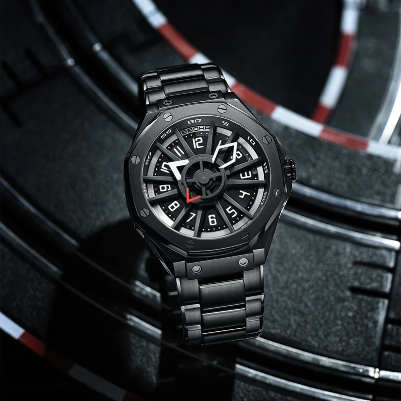 EBOHR Men's Unique Personality racing concept Black