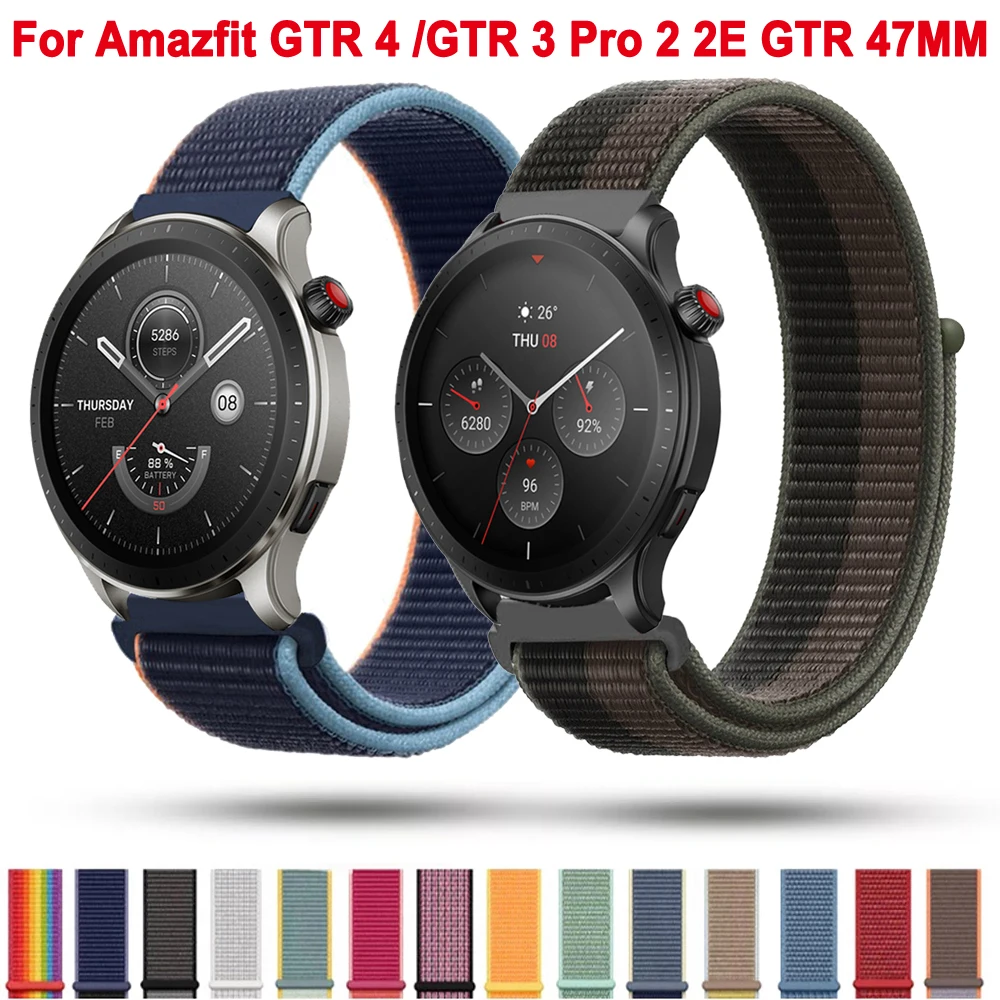 

22mm Nylon Watch Strap For Xiaomi Huami Amazfit GTR 4 /GTR 3 Pro /GTR 2e /GTR 47mm Wristband Stratos 3 Smartwatch Bands Bracelet