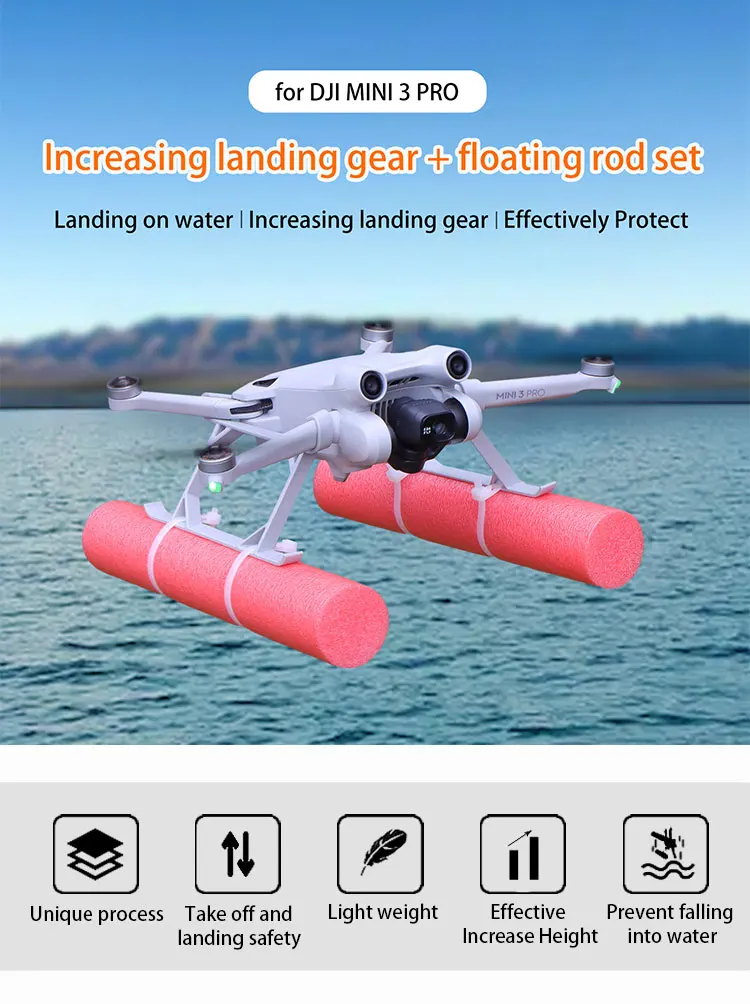 Description Picture 2 of itemFor DJI Mini 4 Pro/Mini 3 Pro Float Landing Skid Landing Gear Landing On Water Kit For DJI Mini 3 Drone Accessories