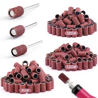 100/50pcs 80# 120# 180# Electric Machine Nail Drill Bits Nail Art Sanding Cap Bands UV Gel Acrylic Polish Remover Manicure Tool 1