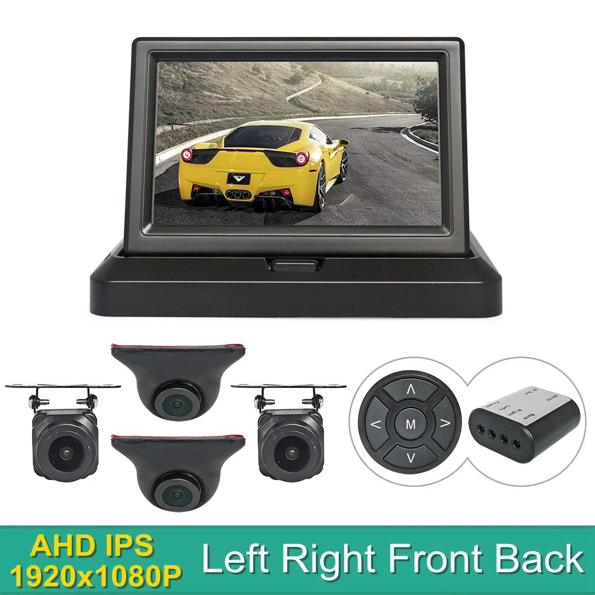 DIYSECUR 5inch AHD IPS Foldabel Car Monitor 1920*1080P Front / Side / Rear View AHD Starlight Night Vision Car Camera Waterproof