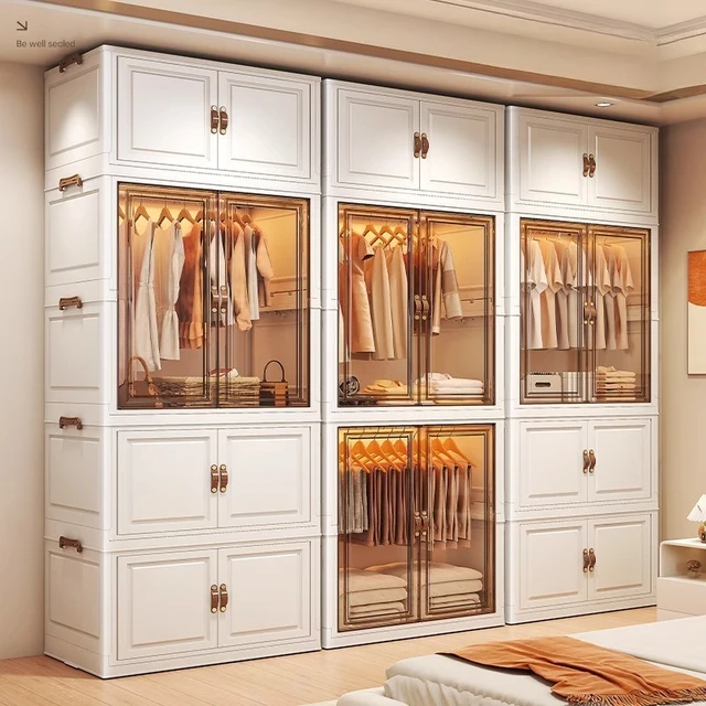 Folding Wardrobe for Home Use,Simple Bedroom,No Installation Wardrobe,Baby Clothing Storage Box, Multifunctional Storage Cabinet